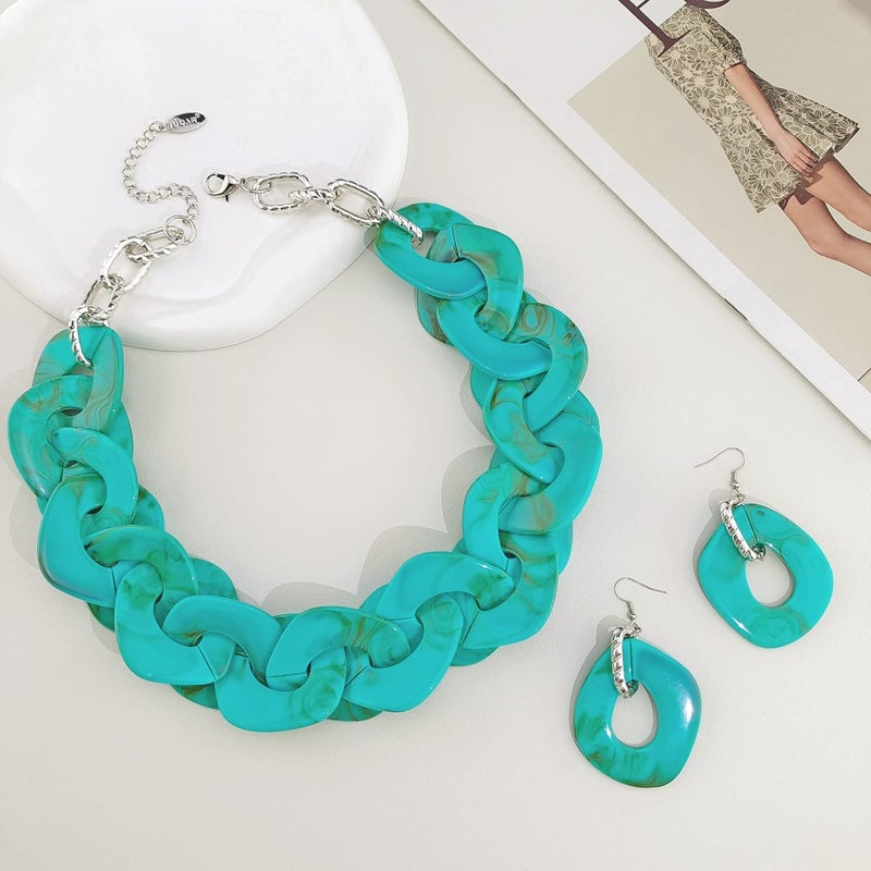 Bocar قلادة تشوكر كوبية سميكة من الأكريليك للبيان - قلادة برباط موضة للنساء (NK-10666) - Image 3